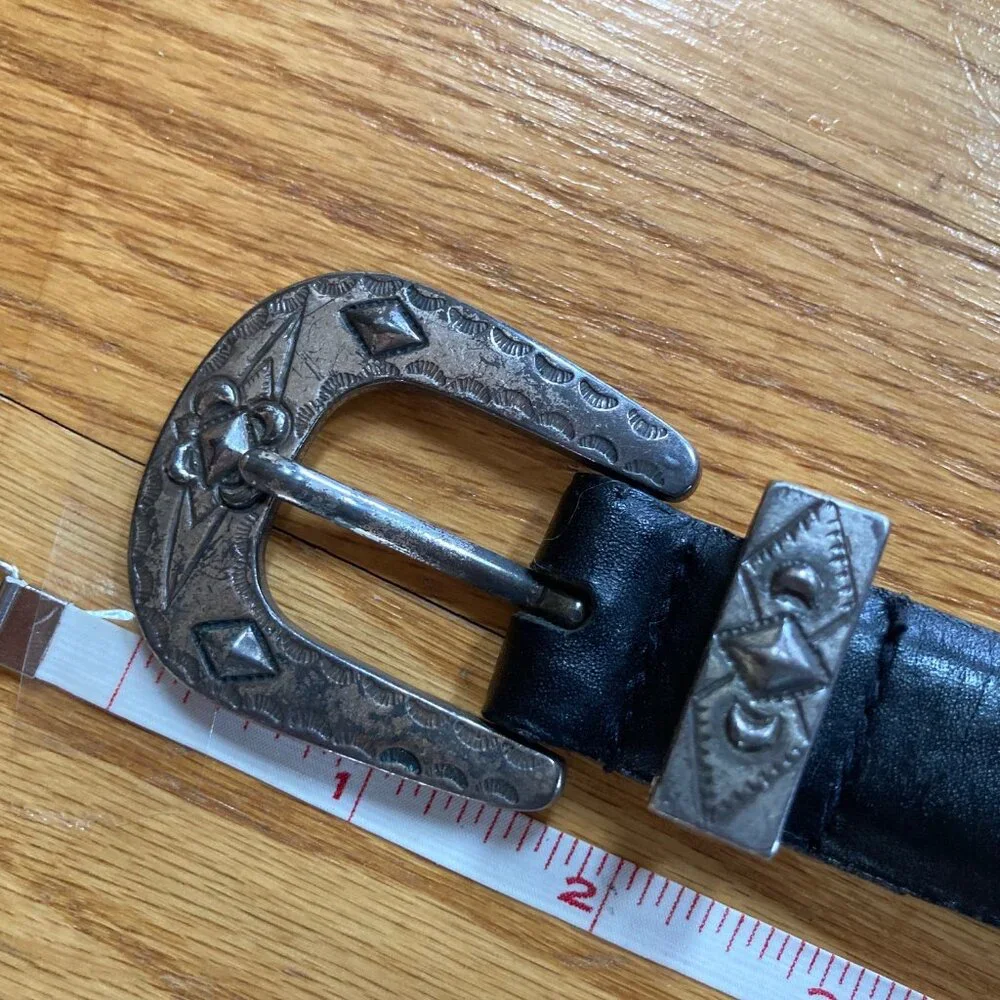 Leather Belt w/ Silver-Tone Embellishments